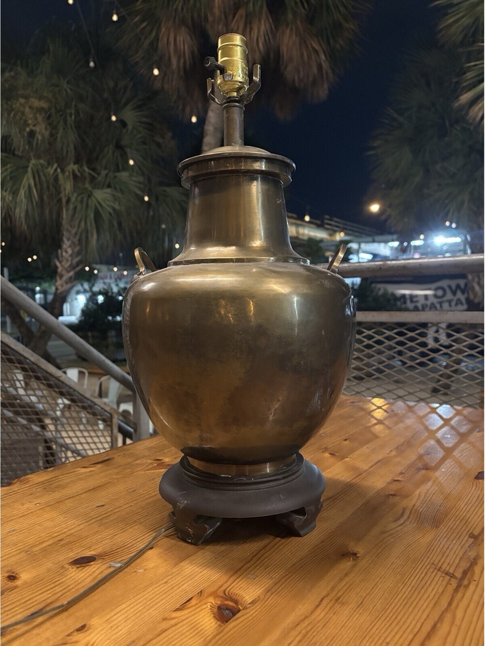 Vintage XL Brass Urn Ginger Jar Lamp MCM 1950s/60s Frederick Cooper Asian Base